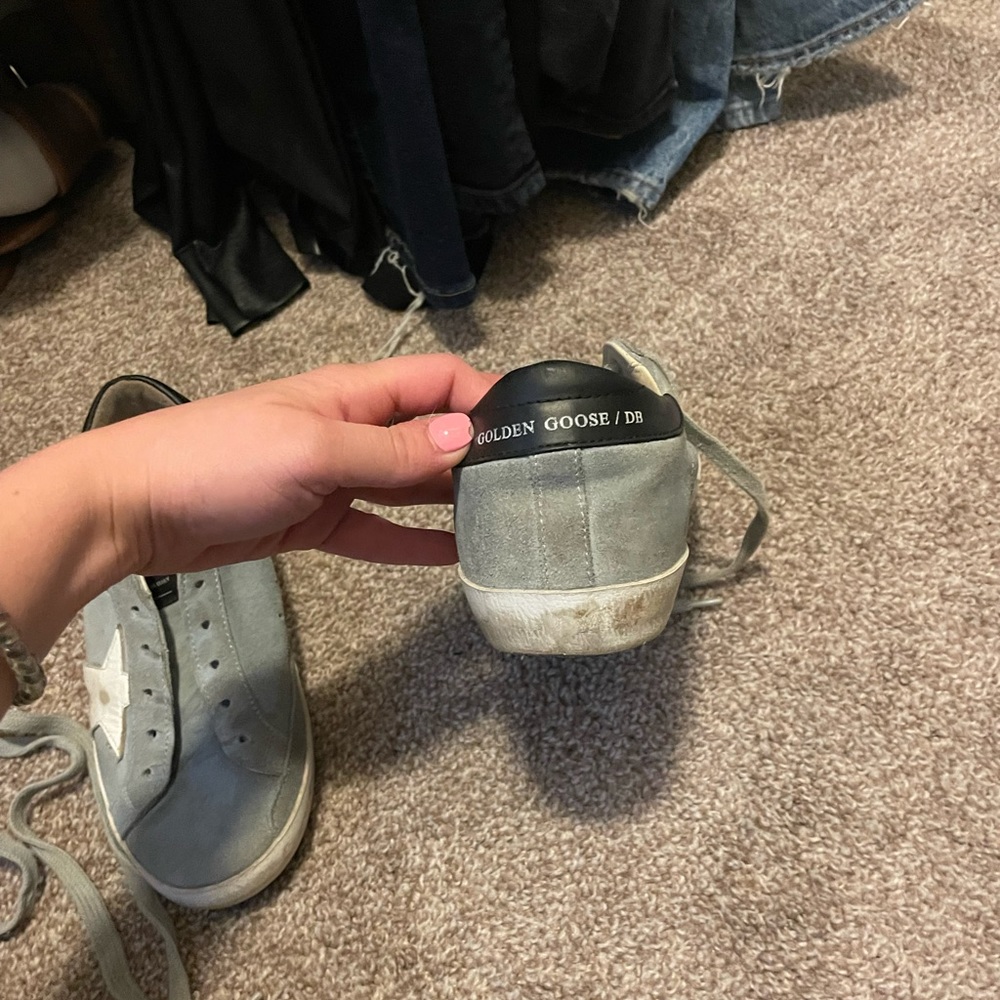 Golden Goose RARE Light Blue/Gray Suede Superstar Sneakers with White Star - Picture 7 of 9